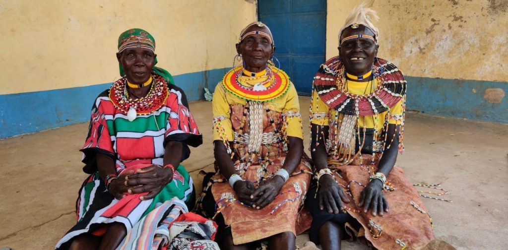 Three women sitting on a