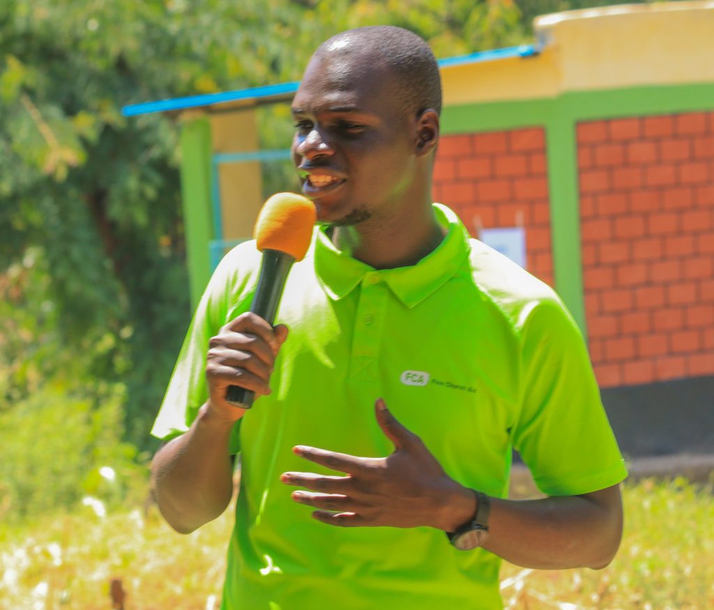 FCA's Right to Peace Coordinator Charles Opondu, addressing the public during World Peace Day