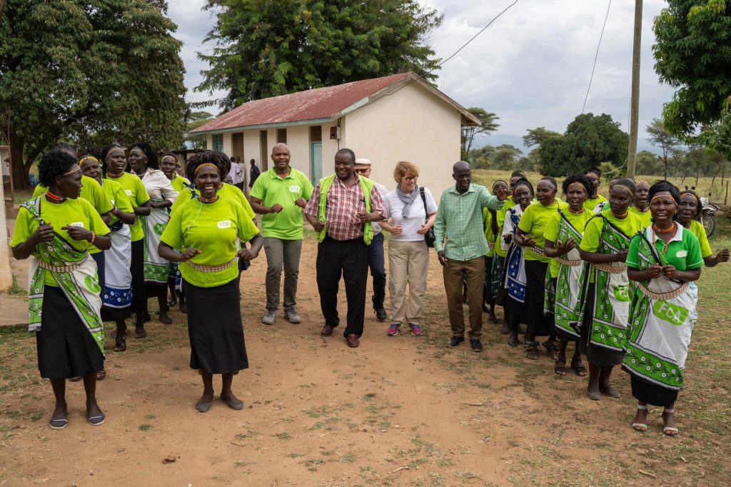Our director, Tomi Järvinen, Vice-Chair Bishop Kaisamari Hintikka, and a delegation of Finn Church Aid supporters are welcomed by women groups in Kerio Valley undertaking peace and livelihoods interventions  supported by FCA