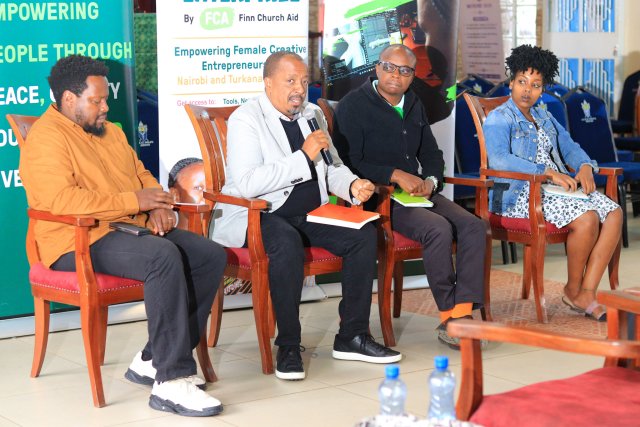 Roy Gitahi, Chairman of Art at Work, addressing the youth at Jericho during International Youth Day