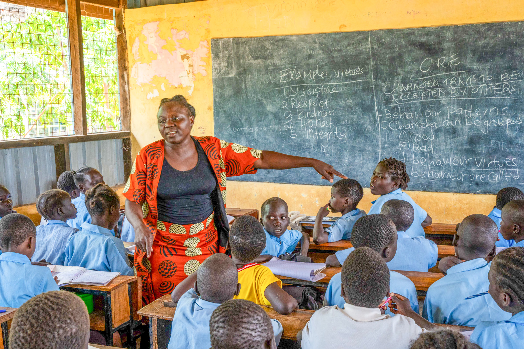 Kids in a class session at one of the FCA schools in Kakuma.