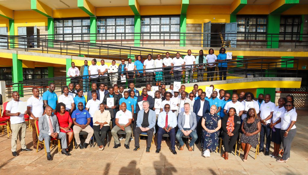 TVET educators, project partners, and stakeholders gather for a group photo during the wrap-up event of the 18-month FCA Kenya–TAMK–GIZ skills development program held at Nyeri Polytechnic.